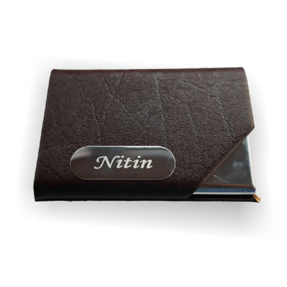 Personalized Brown Metal Visiting Card Holder